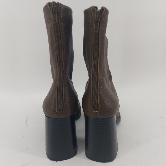 Mango leather heeled ankle boots in khaki Size 36/6 - Picture 5 of 9